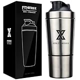 X SIM FITNESSX 600+200ml Sport Fitness Edelstahl Protein Shaker Eiweiß | eiweiss Proteinshake Bottle