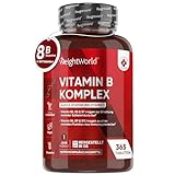 Vitamin B Komplex - 365 Vegane Tabletten mit 8 B Vitamine - B1 B2 B3 B5 B6 B9 B12 je Tablette - 1 Jahr Vorrat - Vitamin C, 150µg...