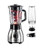 Russell Hobbs Standmixer 2-in-1 [1,5l Glasbehälter Mixer & 0,6l Mini Smoothie Maker -To-Go-Trinkflasche inkl. Deckel]...
