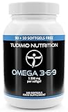 Omega 3 6 9 Kapseln Hochdosiert - 1200 mg - 100 Stück (3+ Monatsvorrat) Omega 369 Softgel Öl Tabletten, mit 1200mg an Omega...
