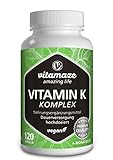 Vitamin K Komplex hochdosiert & vegan, K1 1.000 mcg + K2 Menaquinon (1.000 mcg MK4 + 200 mcg MK7), 120 Kapseln für 4 Monate,...
