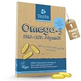 Omega 3 Vegan Algenöl – Hochdosiert 325mg DHA + 150mg EPA pro Kapsel - Nur 1 Kapsel pro Tag - Unterstützt Herz, Gehirn und...