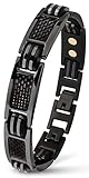 Lunavit Magnetschmuck Armband aus Titan mit Carbon für Herren, schwarzes sportliches Powerarmband, längenverstellbar