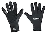 SEAC Unisex-Adult Prime Gloves 5 mm Neopren-Tauchhandschuhe, nylongefüttert, rutschfeste Handfläche, schwarz, M