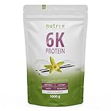 Nutri + Protein Vanille 1 kg - 80% Eiweiß - Proteinpulver - 6-Komponenten Eiweißpulver - Pulver ohne Laktose + Zucker -...