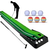 YINGJEE Golf Matte Puttingmatte mit professionelle tragbare Übungs,einhalten Golf Putter + 6 Golf Bälle Mini Golf Übungsmatte...