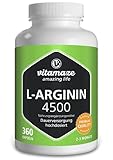 L-Arginin Kapseln hochdosiert 4500 mg je Tagesdosis, 360 Kapseln, Natürliche Nahrungsergänzung ohne unnötige Zusatzstoffe, Made...