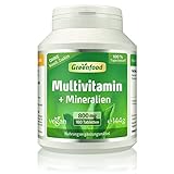 Multivitamin + Mineralien, 800 mg, hochdosiert, 180 Tabletten – alle wichtigen Vitamine (Tagesbedarf), Mineralien und...