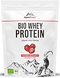 AlpenPower BIO WHEY Protein Erdbeere 500 g - 100% natürliche Zutaten & ohne Zusatzstoffe - Hochwertiges CFM Eiweiß-Pulver aus...
