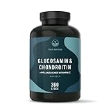 Glucosamin Chondroitin hochdosiert - Big Pack: 360 Kapseln (hält 6 Monate) - mit Vitamin C (trägt zur normalen Kollagenbildung...