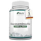 Glucosamin Sulfat 1500mg 2KCI Hochdosiert - 365 Tabletten - Versorgung für ein Jahr - Hochwertig - Von Nu U Nutrition