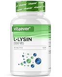 L-Lysin 2000-365 Tabletten - 1000 mg pro EINER Tablette - Aus pflanzlicher Fermentation - Laborgeprüft - Ohne unerwünschte...