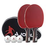 JOOLA Tischtennis Set Duo PRO 2 Tischtennisschläger + 3 Tischtennisbälle + Tischtennishülle, rot/schwarz, 6-teilig