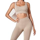 JN JANPRINT Workout-Outfits für Frauen 2-Teiliges Set,Nahtlos Yoga-Outfits Hohe Taille Leggings+Sport-BH Damen Trainingsanzüge...