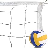 BlesMaller Volleyballnetz & Gr. 5 Volleyball Set, Outdoor/Strand/Garten/Beach Volleyball Netz 9.5m x 1m Sport Ersatznetz für...