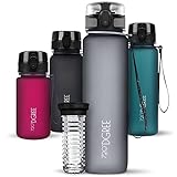 720°DGREE Trinkflasche 1l “uberBottle“ softTouch +Früchtebehälter - BPA-Frei - Schlanke Wasserflasche für Sport, Fitness,...