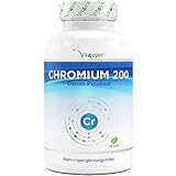 Chromium Picolinate - 200 mcg reines Chrom je Tablette - 365 Tabletten im Jahresvorrat - Laborgeprüft (Wirkstoffgehalt &...