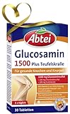 Abtei Glucosamin 1500 Plus Teufelskralle - Nahrungsergänzung für gesunde Knochen und Knorpel - hochdosiert - mit...