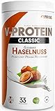 Vegan Protein Pulver HASELNUSS 1kg - V-PROTEIN - Pflanzliches Eiweißpulver auf Erbsenprotein-Basis mit 76% Eiweiß-Gehalt -...