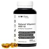 Natürliches Vitamin E 400 IE IU | 200 Softgel-Kapseln (Vorrat für mehr als 6 Monate) | Starker Antioxidant, Antiaging, schützt...
