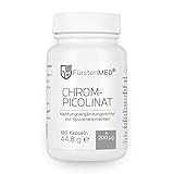 FürstenMED® Chrom Kapseln aus Chromium Picolinate (Chrom Picolinat) - Essentielles Spurenelement mit 200 mcg - 180 Vegane...