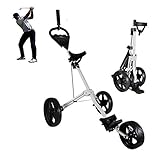 ZHANGYUEFEIFZ Golftrolley Zieh Golfcarts 3-Rad Golf Trolley mit Kessel Ständer Anzeiger Golf Caddy Leichter Trolley Sport...