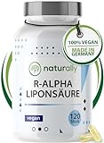 naturally R Alpha Liponsäure Kapseln [für 4 Monate] 120 Stück 300 mg R Alpha Liponsäure hochdosiert - Made in Germany, vegan,...
