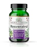Source of Nature® | 500mg Trans-Resveratrol | 90 Kapseln | Premium Veri-te® Resveratrol | Mit BioPerine® (Schwarzer...