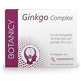 BOTANICY Ginkgo Complex mit Cognigrape - Ginkgo Biloba Extrakt, unterstützt Durchblutung, Sehen und Hören, für Blutdruck und...