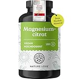 NATURE LOVE® Magnesiumcitrat – 2.320 mg Magnesiumcitrat (davon 360 mg elementares Magnesium) – 180 Kapseln – hochdosiert,...