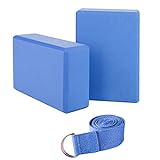 Jim's Store Yoga Block Yogablock Kork Yoga Klötze aus Naturkork Eva Yoga Blöcke 2er Set mit 1.8m Yogagurt Yoga Pilates für...