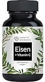 Eisen mit 40mg natürlichem Vitamin C - 240 Tabletten - Premiumrohstoff: Eisenbisglycinat (Eisen-Chelat) - Ohne Magnesiumstearat,...