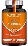 ACEROLA BIO Lutschtabletten | Natürliches Vitamin C Hochdosiert 1000mg | Reines Pulver Frucht-Extrakt aus Acerolakirsche |...