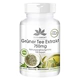 Grüner Tee Extrakt 750mg Kapseln - 100 Kapseln - hochdosiert - vegan - mit 50% EGCG | HERBADIREKT by Warnke Vitalstoffe -...