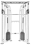 Bad Company Fitnessturm Kraftstation mit kompaktem Cable Cross Kabelzug und Klimmzugstange - Seilzug Fitnessgerät mit 2 x 80kg...