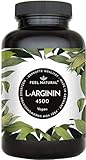 L-Arginin - 365 vegane Kapseln - 4500mg pflanzliches L Arginin HCL aus Fermentation (davon 3750mg pures L-Arginin) je Tagesdosis -...