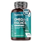 Omega 3 Kapseln - 2000mg Fischöl mit 1100mg Omega-3, 660mg EPA & 440mg DHA pro Tag - Laborgeprüft - 240 Softgels - Fettsäuren...