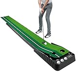 Asgens Golf Putting Trainer (3 Bälle frei), zweifarbige Grasgolfmatte mit kugelverdickter Rücklaufbahn und automatischer...