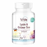 L-Lysin & Grüner Tee Extrakt - 100 vegane Kapseln, 400mg / 200 mg, Polyphenole und EGCG, Großpackung für 100 Tage | Qualität...