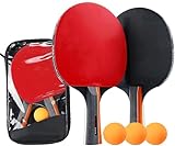 Symagalbst Professionel Tischtennis Set 2 Tischtennisschläger mit 3 Tischtennis Bälle und 1 Tasche, Table Tennis Set Ideal für...