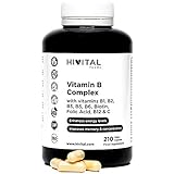 Vitamin B Komplex | 210 vegane Kapseln für 7 Monate | Vitamin B Komplex mit B1, B2, B3, B5, B6, B12, Biotin und Folsäure |...