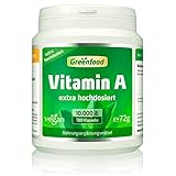 Vitamin A, 10.000 iE, extra hochdosiert, 180 Kapseln - gut für die Sehkraft, Schleimhäute und Immunsystem. OHNE künstliche...
