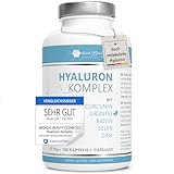 180 Hyaluronsäure Kapseln hochdosiert mit Zink - 600mg Hyaluron mit Curcumin und Grüntee-Extrakt – Vegane Hyaluron Kapseln mit...