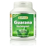 Guarana, 500 mg, hochdosierter Extrakt (4:1), 120 Kapseln - mit natürlichem Koffein, Alternative zu Kaffee, magenfreundlich. OHNE...