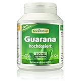 Guarana, 500 mg, hochdosierter Extrakt (4:1), 120 Kapseln - mit natürlichem Koffein, Alternative zu Kaffee, magenfreundlich. OHNE...