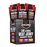 Jack Link's Beef Jerky Mischkarton - 12er Pack (12 x 25g) - Hochwertiger Fleischsnack - Teriyaki, Sweet & Hot - High Protein-Snack...