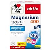 Doppelherz Magnesium 400 + B1 + B6 + B12 + Folsäure - Magnesium unterstützt die normale Muskelfunktion und den...