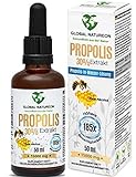 Propolis-in-Wasser-Lösung Extrakt 30% ohne Alkohol, Große Flasche 50 ml, Tinktur für Kinder & Tiere geeignet, Polyphenolen,...
