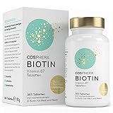 Biotin Tabletten - Hochdosiert mit 10.000 mcg D-Biotin pro Tablette - 365 vegane Tabletten im 1-Jahresvorrat - für schöne Haare...