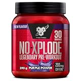 BSN N.O.-Xplode Pre Workout Pulver, Nahrungsergänzungsmittel mit Koffein, Aminosäuren, Vitamin C und Zink, Purple Power, 30...